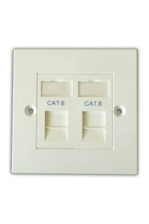 CAT 6 Double Faceplate + Module – 2-Port Network Outlet